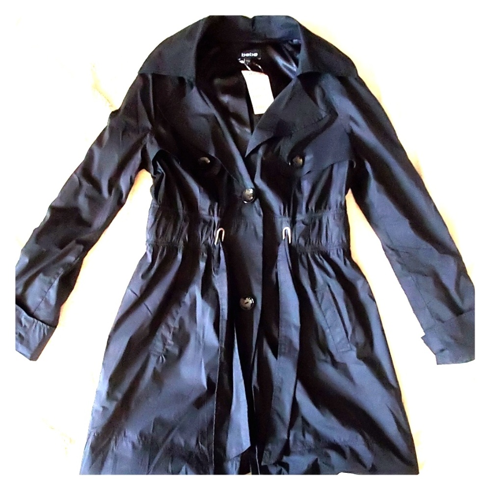 NWT Bebe trench belted coat, Black